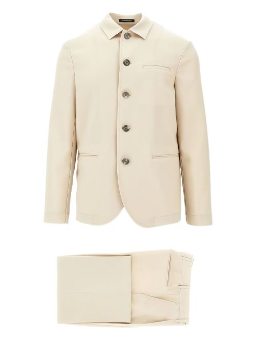 Button-up tailored shirt jacket - Neutrals