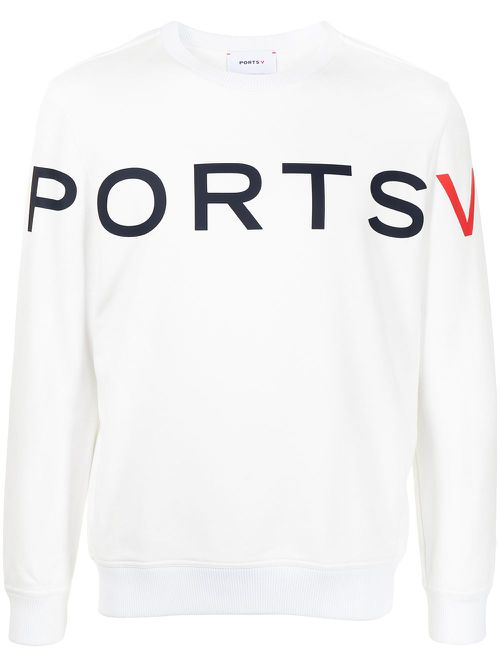 Logo-print long-sleeved sweater - White