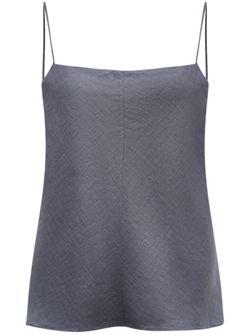 Square-neck linen top - Grey