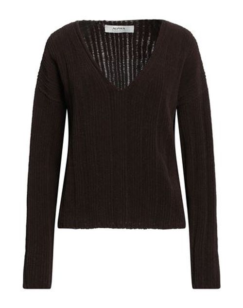 Alpha Studio Woman Sweater Dark brown Size 10 Wool, Polyamide, Cotton