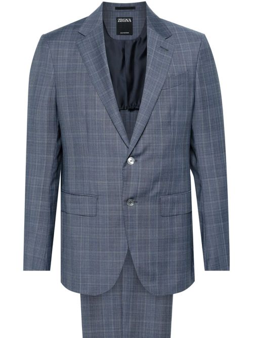 Checked single-breasted suit - Blue