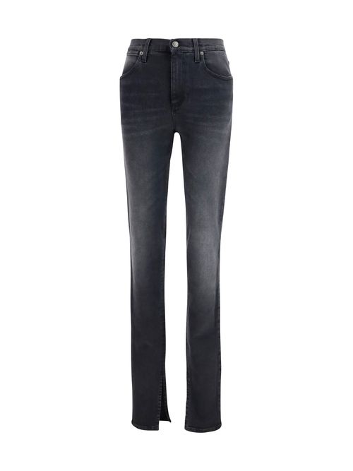 Skinny Washed Cotton Denim Jeans — Black