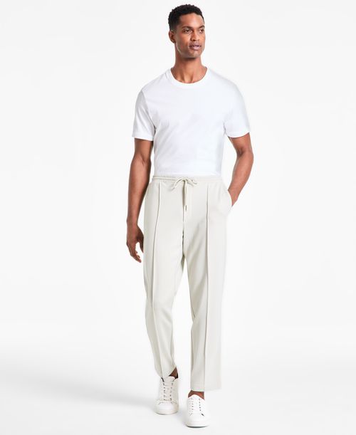 Men's Alfatech Regular-Fit Compact Textured Ponte-Knit Pants, Exclusively at Macy's - White Tea