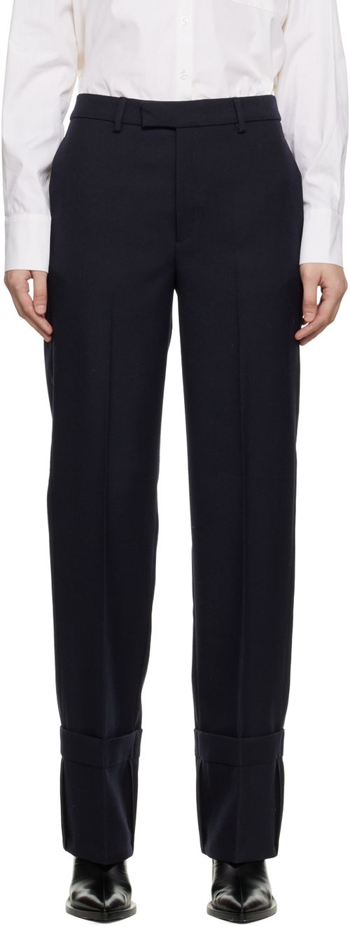Navy roll-up slacks
