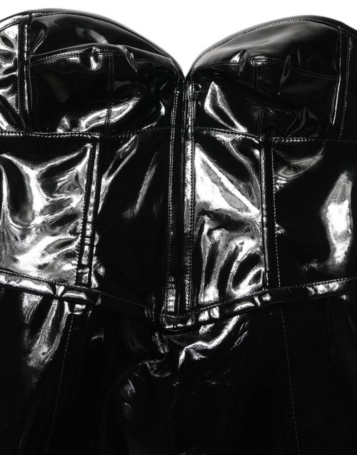 Patent Leather Corset Mini Dress — Black