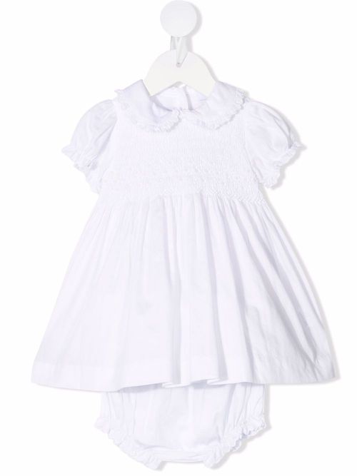 Ruffle-trim cotton dress - White