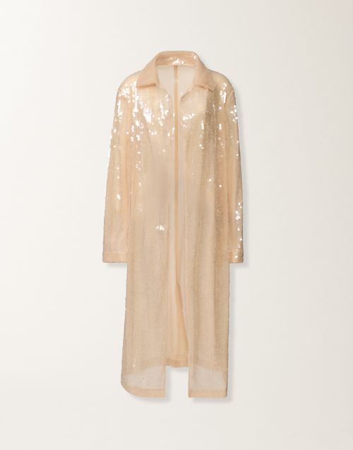 Water-effect sequin coat, nude