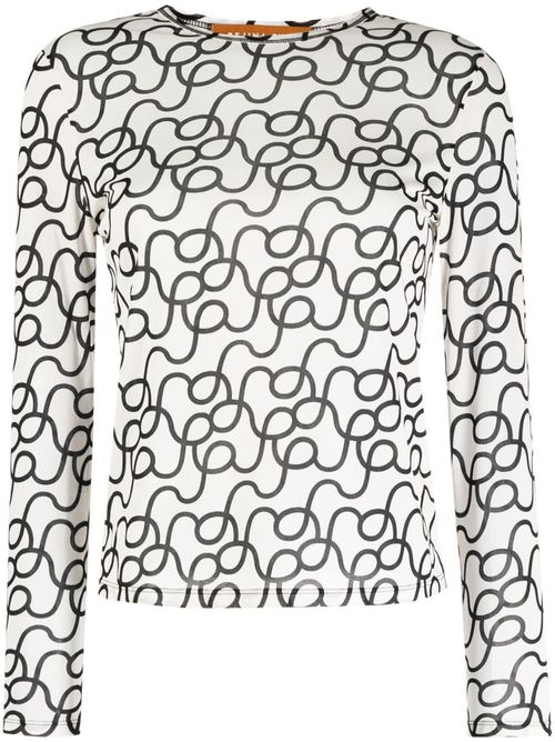Graphic-print long-sleeve top - White