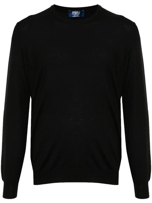 Fine-Knit Virgin Wool Sweater — Black