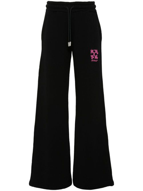 Arrows-embroidered straight trousers - Black