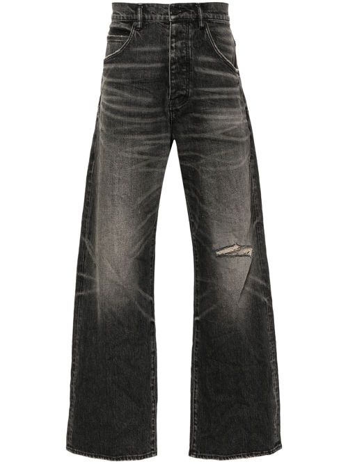 P018 mid-rise wide-leg jeans - Black