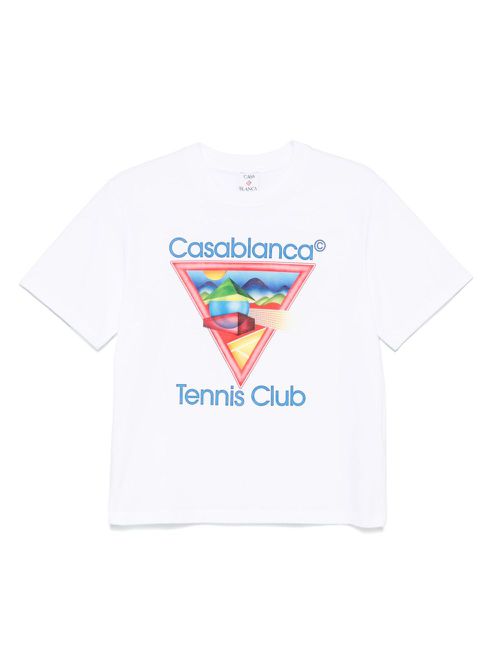 Tennis Club Icon triangle-print T-shirt - White