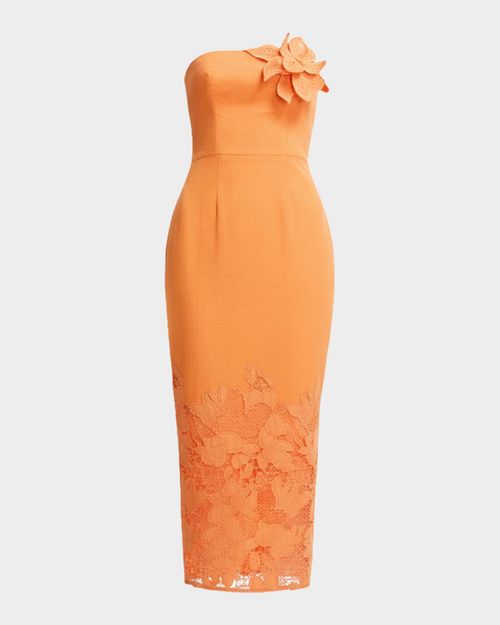 Viviana Strapless Cutout Cotton Twill Midi Dress