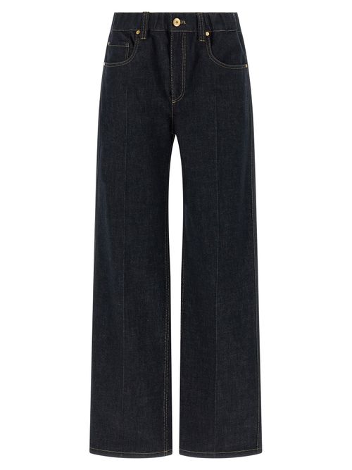 Wide-Leg Cotton Denim Jeans — Navy
