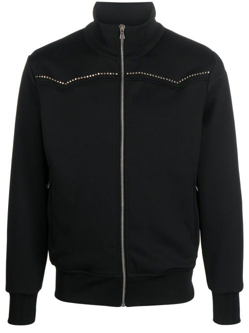 PA monogram-studded zip-up sweatshirt - Black
