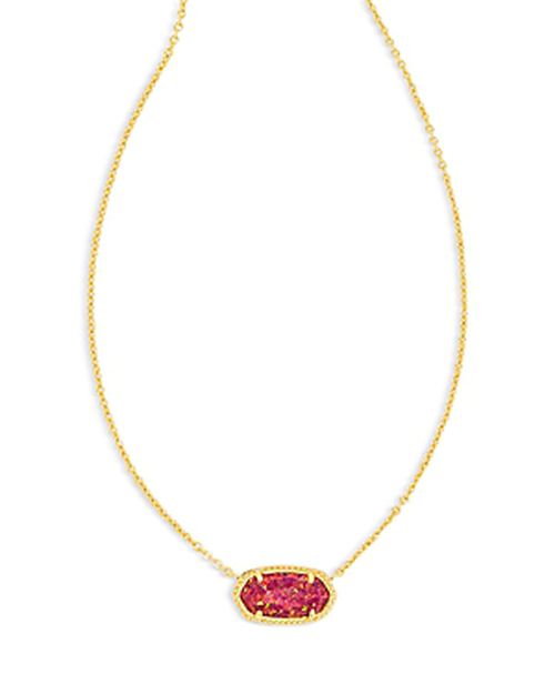 Elisa Stone Pendant Necklace in 14K Gold Plated, 15-17