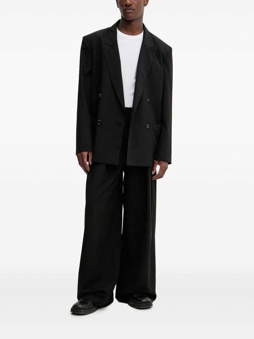 Pleated wide-leg trousers - Black