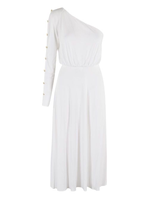 Elisabetta Franchi one-shoulder midi dress - White