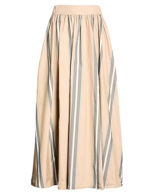 Co. go Woman Maxi skirt Beige Size 6 Polyester, Cotton
