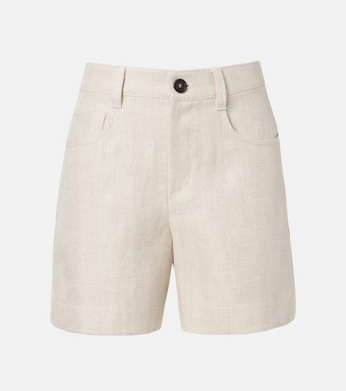Mid-rise linen and cotton Bermuda shorts
