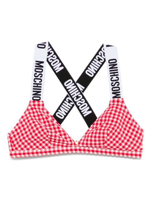Moschino gingham-check bikini top - Red