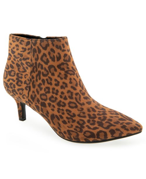 Women's Edith Kitten Heel bootie - Tan leopard suede