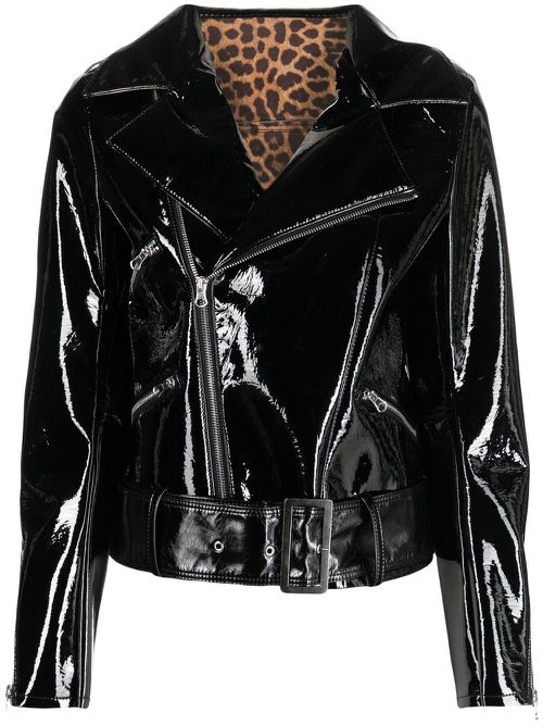 Glossy faux leather jacket - Black