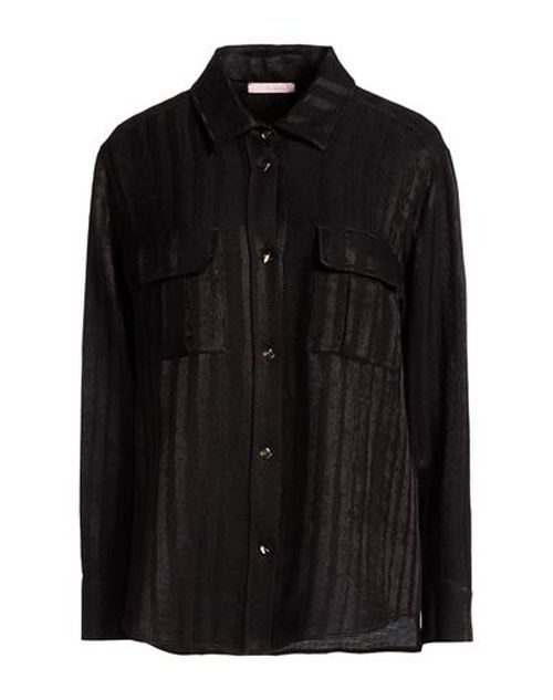 Woman Shirt Black Size 10 Virgin Wool, Silk