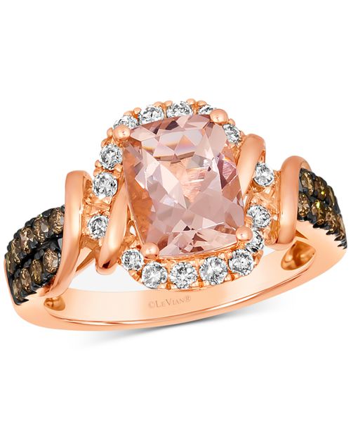 Morganite (1-1/2 ct. t.w.) & Diamond (5/8 ct. t.w.) Statement Ring in 14k Rose Gold - Rose Gold