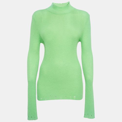 Les Rêveries Acid Green Cashmere Turtleneck Sweater