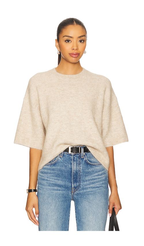 PISTOLA Shiloh Boxy Crewneck Sweater in Beige.  XS. Also in L