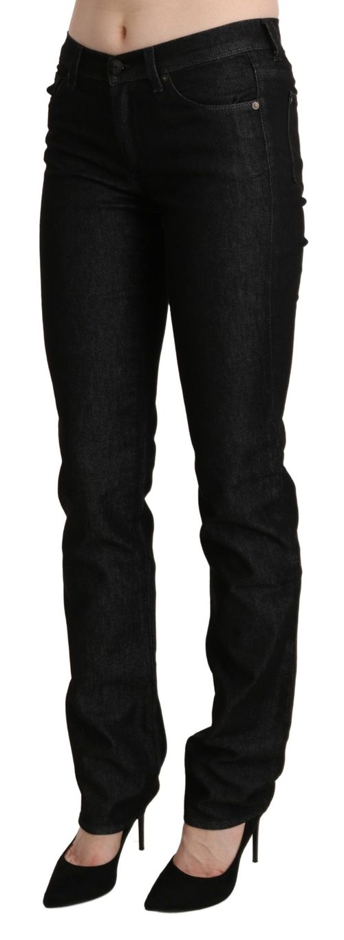 Mid-Waist Skinny Denim Jeans — Black