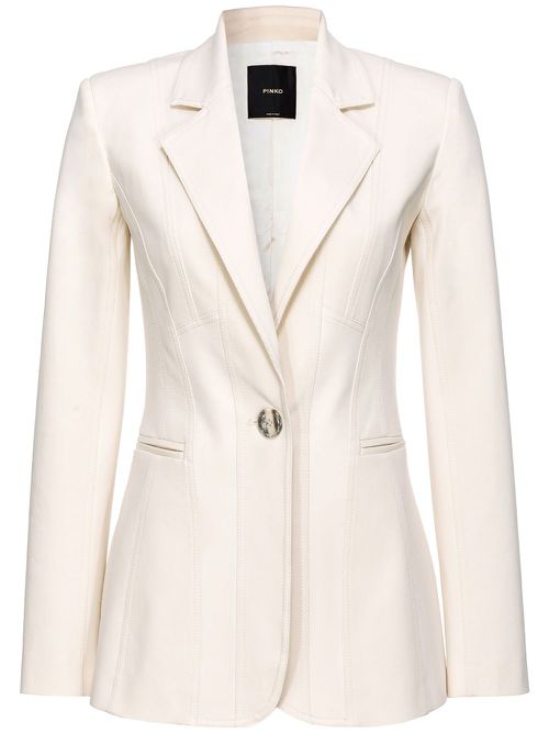 Single-breasted cotton blazer - White