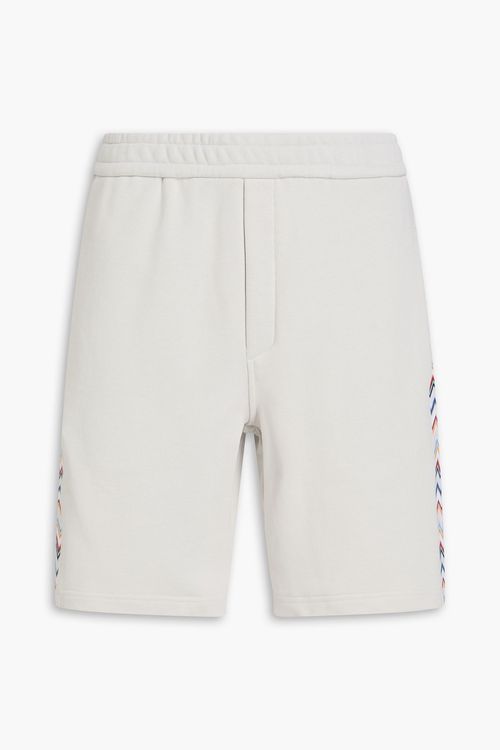 Crochet-trimmed French cotton-terry shorts - Gray - M