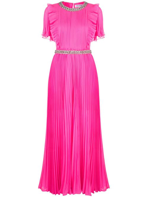 Pleated chiffon maxi dress - Pink