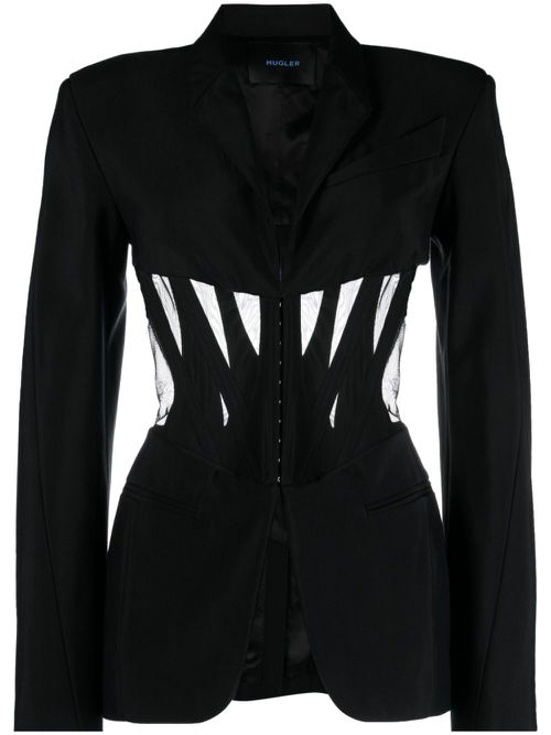 Corset panelled blazer - Black