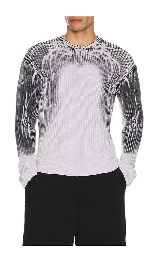 Jaded London Tattoo Spray Knit Sweater in Grey. L. Also in M, S, XL/1X