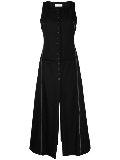 Button-front wool midi dress - Black