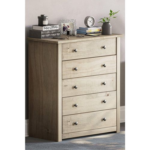 Vida Designs Panama Solid Pine 5 Drawer Chest Storage Bedroom Furniture