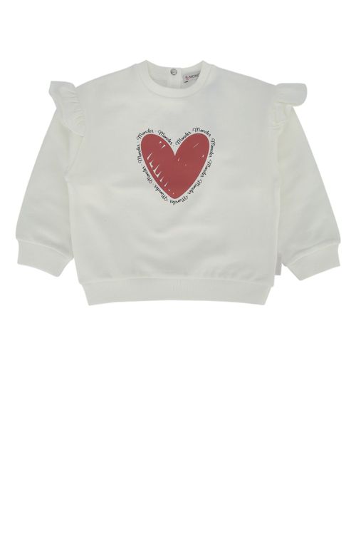 Heart-Embroidered Sweatshirt — White