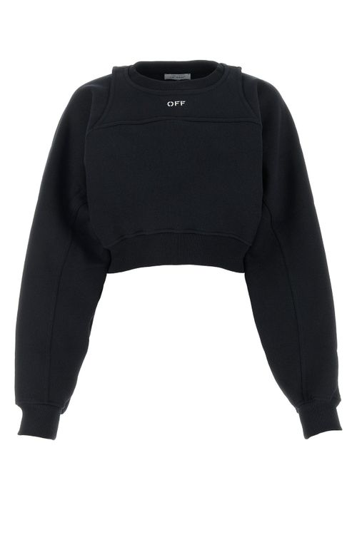 Logo-Embroidered Cropped Sweatshirt — Black