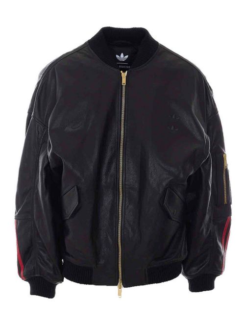 Black leather bomber