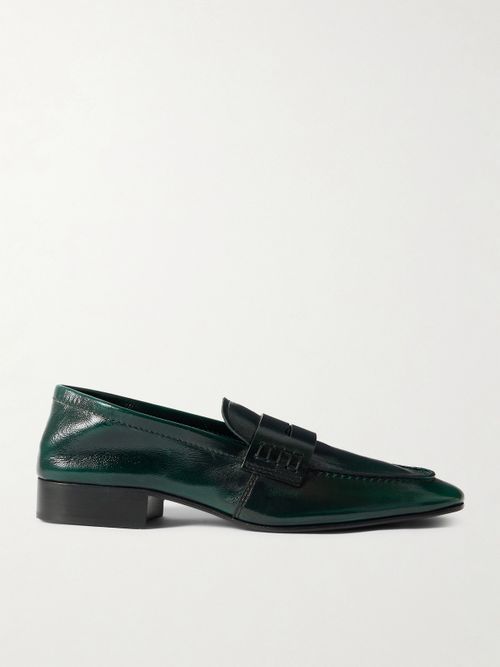 Glossed-leather Penny Loafers - Green