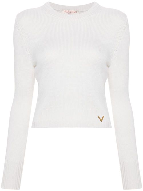 V-logo cashmere jumper - White