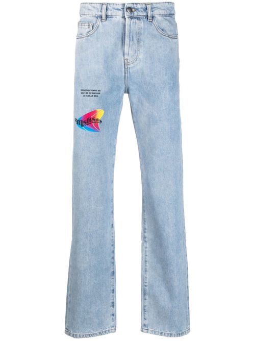 Logo-patch straight-leg jeans - Blue