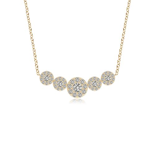 Angara 1.01 Carats Graduated Five Stone Diamond Halo Necklace in 18K Yellow Gold
