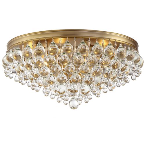 Calypso 6-Light 20" Ceiling Light in Vibrant Gold with Clear Glass Drops Crysta