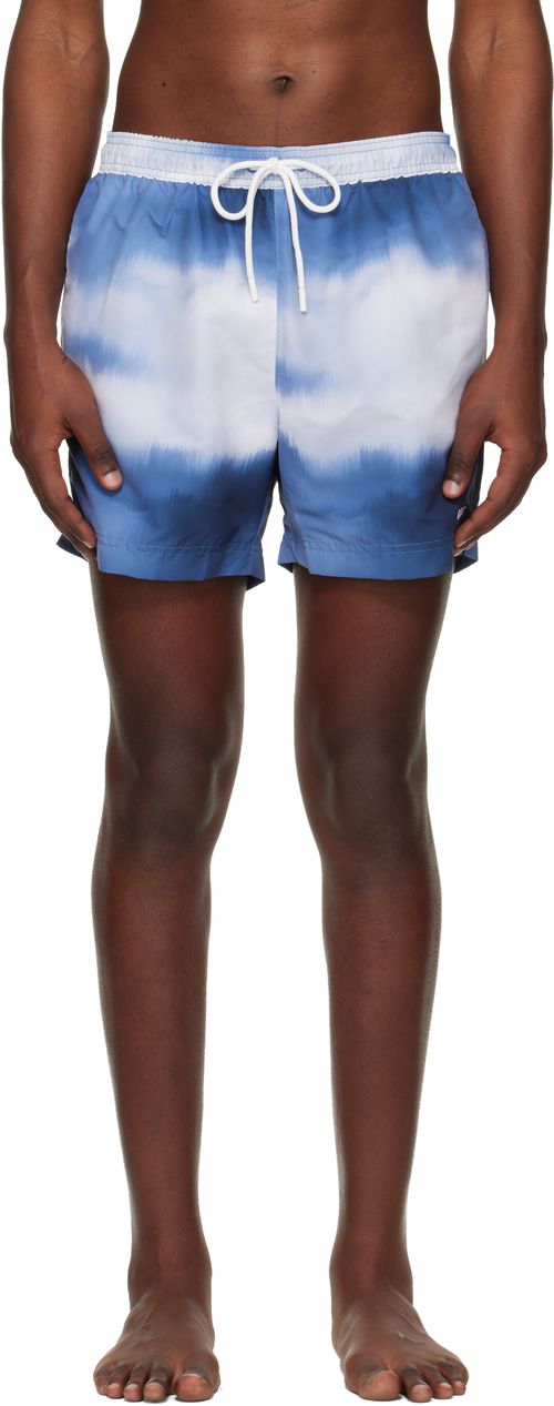 Blue Printed Swim Shorts
