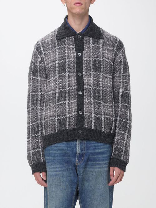 Tartan Polo-Style Cardigan in an Alpaca and Wool Blend