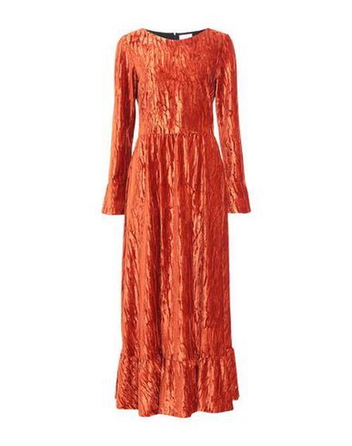 Woman Maxi dress Rust Size 6 Polyester, Elastane